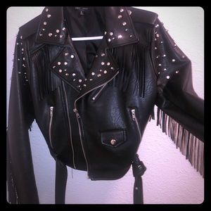 Romeo & Juliet couture studded fringe jacket